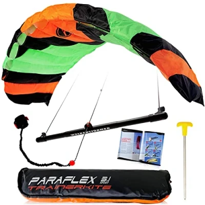 Image de Wolkenstürmer Paraflex Trainer 3.1 Vert Fluo Aile de Kitesurf 3 Lignes cerf Volant en complément Mountain Board Traction