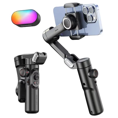 Image de AOCHUAN stabilisateur de cardan portatif 3 axes pour Smartphone avec lumière remplissage