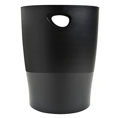 Image de Exacompta Réf. 453014D Lot de 8 corbeilles à papier, poubelles ECOBIN avec poignées Volume 15 litres Adaptées au bureau comme en Home office Dimensions 26,3 x 33,5 cm opaque Noir