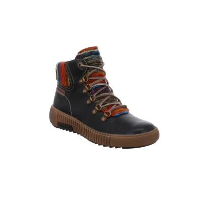 Image de Josef Seibel Maren Bottines à lacets, Femme, Taille: 42, Schwarz/multi Cuir et textile