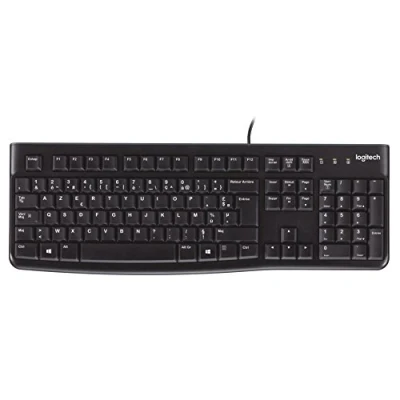 Image de Logitech K120 Clavier sans Fil Business Windows, Plug and Play USB, Taille Standard, Etanche, Barre d’Espacement Incurvée, AZERTY Belge Noir