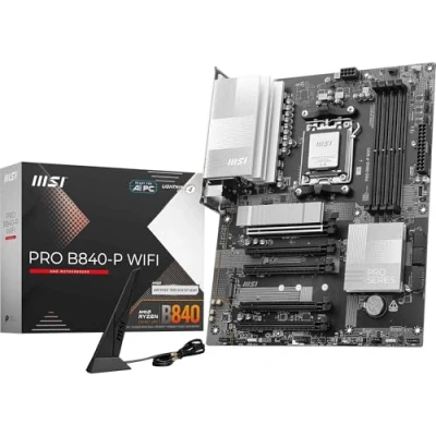 Image de MSI Pro B840 P WiFi Carte mère ATX pour processeurs AMD Ryzen 9000/8000 / 7000, AM5 DDR5 Memory Boost (8000+ MT/s OC), PCIe 4.0 x16, M.2 Gen4, Wi FI 7, 2.5G LAN