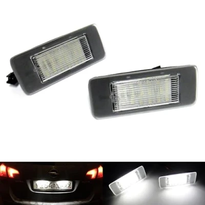 Image de Lot de 2 éclairages plaque d&#039;immatriculation à LED Canbus pour Astra J VI Sports Tourer Zafira C III P12 Vectra II Break Escalade Blanc