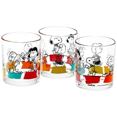 Image de Excelsa Peanuts Lot de 3 Verres 25 cl, en Verre, Transparent, 8 x 9 cm