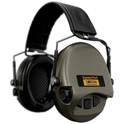 Image de Sordin Pro X Slim Protection auditive 74302 X/L S Casque antibruit Actif pour la Chasse en 352 Coussinets Mousse, Bandeau Cuir &amp; coquilles Vertes