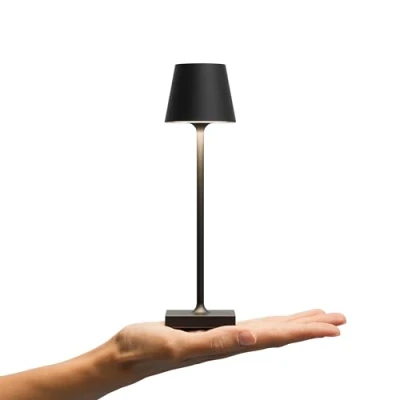 Image de SIGOR Nuindie pocket Petite lampe de table LED rechargeable à intensité variable, pour l&#039;intérieur et l&#039;extérieur, IP54, hauteur 21 cm, par USB C, 7 h, nuit noir