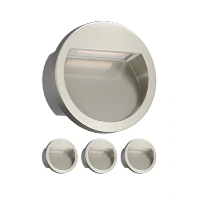Image de ledscom.de 4 pièces LED encastrées au mur NOLA, downlight pour l&#039;extérieur, IP54, chrome brillant, 105mm Ø, blanc chaud
