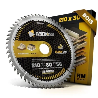 Image de AMBOSS lame scie circulaire 210x30mm (bois) de 210 avec 56 dents Ø 210mm compatible Powerplus: POWX0550 Scheppach: PL75 HS80. Festool. Einhell