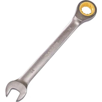 Image de DAKCOS Clé Plate à Cliquet Mixte 14mm 72 Dents Combinée Polygonale Fourche en chrome gris mat