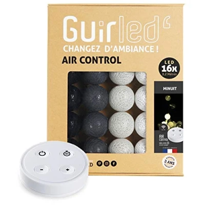 Image de GuirLED Guirlande lumineuse boules coton LED USB Télécommande sans fil Veilleuse bébé 2h Adaptateur secteur double 2A inclus 4 intensités 16 1.6m Minuit