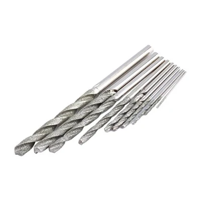 Image de 10Pcs Foret Diamant, Jeu de Forets Hélicoïdaux 0.8 4.0mm à Pointe Diamantée Haute Précision avec Ronds pour Bois Carreaux Verre et Coupe Pierres