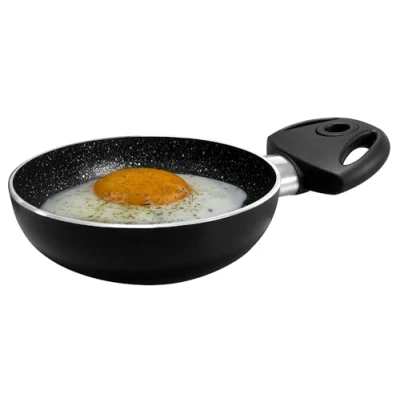 Image de Pensofal, Casserole BioStone®, aluminium avec revêtement antiadhésif, diamètre 14 cm, 1 poignée en bakélite, adaptée à l&#039;induction, effet pierre, noir