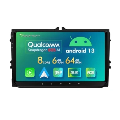Image de Eonon Android 13 Autoradio pour VW Golf Passat T5 Seat Skoda 8 Cœurs 6+64 Go Radio avec sans Fil 4G LTE CarPlay et Auto Écran QLED 9&quot;, CANBus GPS RDS BT WiFi DSP VWA12S
