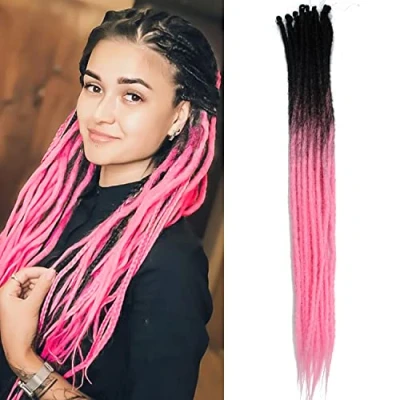 Image de Extensions de Cheveux Synthétiques Fines 0.6cm Dreadlock au Crochet Faits à la Main 24 Pouces 20 Brins Long Braids en Dreads Souples Style Hip Hop 2 BEIGE#