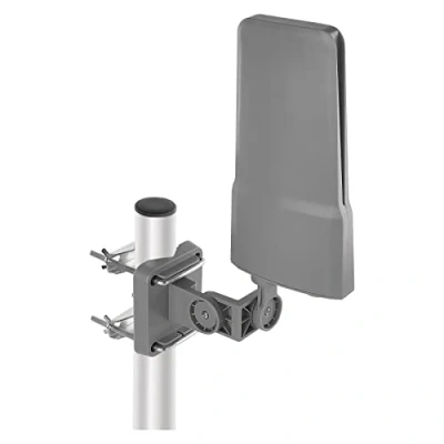 Image de EMOS Antenne extérieure avec amplificateur pour réception longue distance, VHF/UHF/Dab télévision DVB T/DVB T2, portée de 0 à 80 km, filtre verrouillage LTE intégré, 4G et 5G