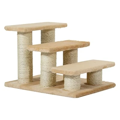 Image de Pawhut Homcom D33003 escalier pour Animaux Chat/Chien 3 Compartiment modèle 2, crème