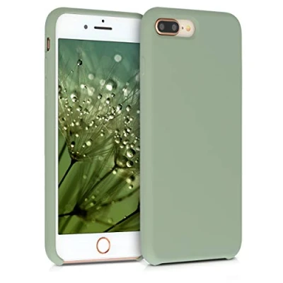 Image de kwmobile Housse Compatible avec Apple iPhone 7 Plus/iPhone 8 Plus Coque de téléphone Protection Souple en TPU Silicone Vert Gris