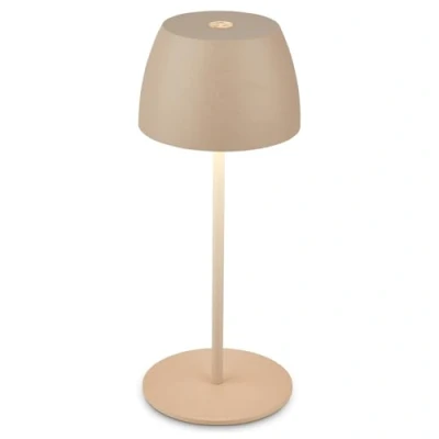Image de BRILONER Mini lampe de table LED sans fil IP44 avec Touch, variateur continu, batterie et source lumineuse interchangeables, chevet, décorative, LED, 8x20 cm (DxH), Beige