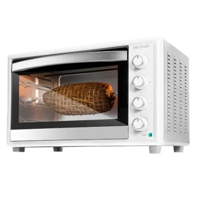 Image de Cecotec Bake&amp;Toast 4600 Gyro W Four à convection de table avec rôtissoire rotative, 46 l, 2 000 W, 12 fonctions, lumière intérieure, porte double verre et plateau ramasse miettes