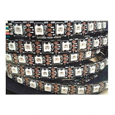 Image de Bande LED 5M 5V 60LED/M 300 pixels programmable WS2812B RGB 5050 RVB Individuellement Adressable Dream Color Non étanche IP20 PCB Noir