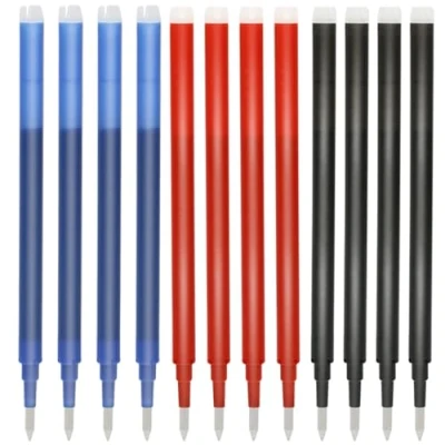 Image de 12Pcs Recharge Effaçable 0,7 mm,Recharges Pour Stylos Effaçables,Recharge Stylo Gel Effaçable,Stylos à Encre Effaçables,11cm,Pointe Ø mm(4 Bleu+4 Rouge+4 Noir)