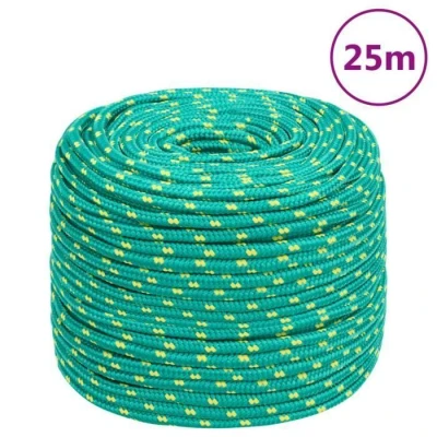 Image de vidaXL Corde de Bateau Levage Câble d&#039;Amarrage Ancrage Navire Lignes Gréement à Linge Vert 6 mm 25 m Polypropylène