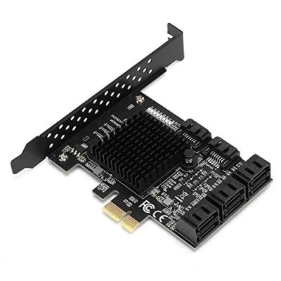 Image de carte PCI E vers SATA 3.0, d&#039;extension d&#039;interface SATA3.0 à 8 ports avec déflecteur semi haut et disque de pilote, pour 7/8 / XP 10, Ubuntu