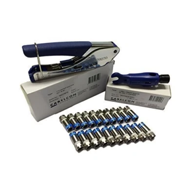 Image de Cabelcon Set comprenant pince de compression Pocket Tool + cordon Stripper 20 connecteurs F
