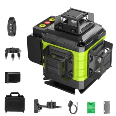 Image de Niveau Laser Chantier Autonivelant 360 x 4, Lazer Niveaux 4D 16 Lignes Laser, Autonivellement et Mode Pulsé Extérieur, 2 Batterie, Nivellement Automatique, Support Rotatif, Télécommande