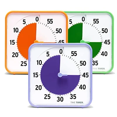 Image de TIME TIMER Classroom Set Minuterie 60 Min Cartes D&#039;Activité Effaçables à Sec, Salle Classe, Centres d&#039;apprentissage/l&#039;horloge Bureau Secondaires, Lot 3 TT08B SEC3 W 19x19x3 cm Violet/Orange/Vert