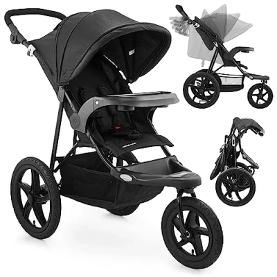 Image de Moby System Poussette 3 roues Runner Mountain Noir Pour enfants jusqu&#039;à 15 kg Tourne facilement Se replie