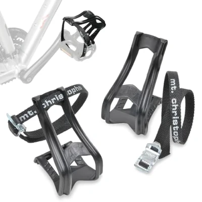 Image de ZEFAL Kit Cale Pieds Clips 43 + Lot de 2 Courroies Christophe Toe Straps 515XL Sangles Cyclisme, Noir, Taille S M