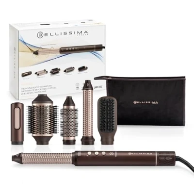 Image de Bellissima Brosse Soufflante Styler Prodigy 1200W Avec Technologie Coanda Pré Séchage, Boucles, Ondulations, Volume Cheveux 3 Températures Réglables 6 Accessoires Coiffure Polyvalents Inclus