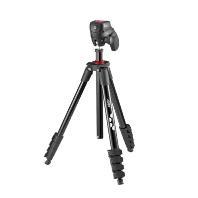 Image de JOBY Compact Action Tripod, Trépied pour Appareil Photo avec Rotule, Support Universel ¼ 20&quot; à Libération Rapide et Sac de Transport, Reflex Hybride, Couleur : Noir, Capacité 1.5kg JB01761 BWW
