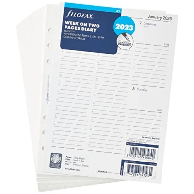 Image de Letts of London 23 68521 Filofax Agenda semainier 2023 en anglais Blanc Format A5