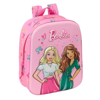 Image de Safta BARBIE 3D Sac à dos de crèche 3D, adaptable au chariot, nettoyage facile, idéal pour les enfants différents âges, confortable et polyvalent, qualité résistance, 22 x 10 27 cm, couleur