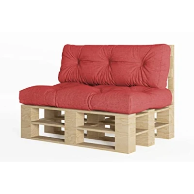Image de chilly pilley Coussin De Palette EU Flocons Mousse pour Meublespalette Dossier Canapé Siège Latéral Ensemble Coussins Nombreuses (2er Set Rouge)