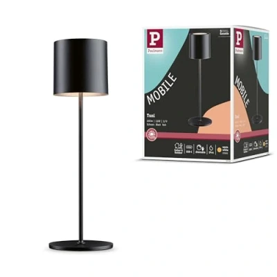 Image de Paulmann 76998 Rechargeable à LED Tuni IP44 2700K Noir Mat dépoli Mobile Lampe Poser gradable 2,8W USBC, 2.8 W