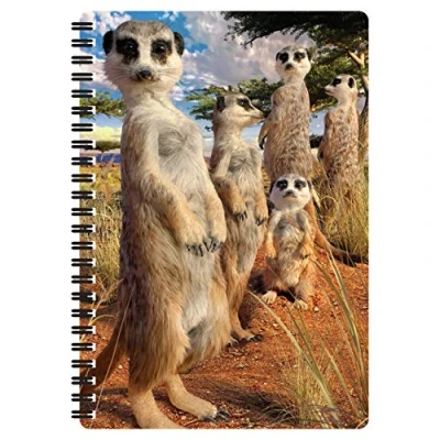 Image de 3D LiveLife Carnet A5 Regards de Suricate Deluxebase. lenticulaire 80 pages. Papeterie école bureau illustrations licence artiste renommé David Penfound bloc note cahier spirale