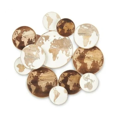 Image de Décoration murale GIFT DECOR Carte du monde Bois de manguier 76 x 70 5 cm Multicolore
