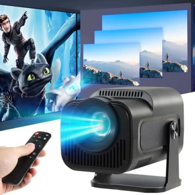 Image de Mini Projecteur,HY320 Videoprojecteur,4K Projecteur Portable avec Android 11 WiFi et Bluetooth 5.0, Trapèze Automatique, Retroprojecteur de Cinéma 180 Peut Pivoter pour TV Stick