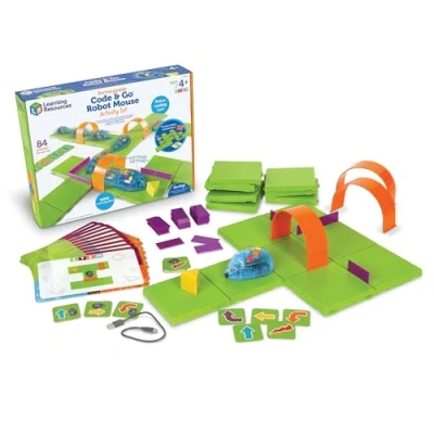Image de Learning Resources LER2872 Code &amp; Go Souris Ensemble d&#039;activités Rechargeable, Jouet Mixte, Robot programmable interactif sans écran, dès 4 Ans, LER2872, Multi