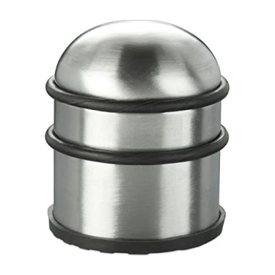 Image de relaxdays Butoir de Porte, Lourdes entrées &amp; fenêtres, Acier Inoxydable Caoutchouc, Haut Rond, ∅ 7 cm, argenté