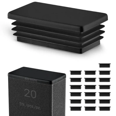 Image de Bouchon pour Tube rectangulaire Capuchon 40x27 mm Noir 20 pcs. Plastique Embout Bouchons d&#039;obturation 4x2,7 cm EMFA®