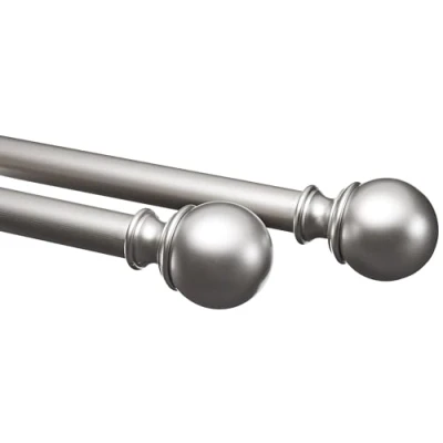 Image de Amazon Basics Tringle à Rideau avec Embouts Ronds, 183 366 cm, Nickel