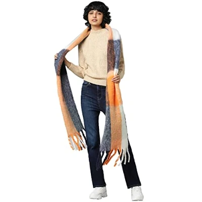 Image de ONLY Onlagnes Life Scarf Acc tissé Écharpe, Bleu Marin/chèques : Multi Colour Check, Taille Unique Femme