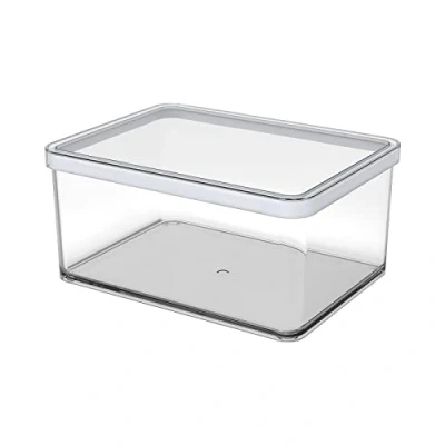 Image de Rotho Loft boîte de rangement rectangulaire 2,25l avec couvercle et scellé, Plastique (PP) sans BPA, transparent/blanc, 2.25l (20.0 x 15.0 9.6 cm)