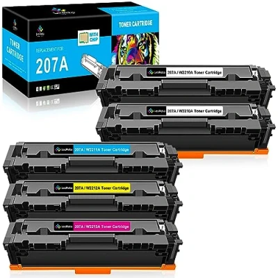 Image de LeciRoba 207A (avec Puce) pour HP W2210X W2211X W2212X W2213X W2210A W2211A W2212A W2213A 207X Toner Color Laserjet Pro MFP M283fdw M283fdn M282n w M255dw M255nw Imprimante (Lot de 5)
