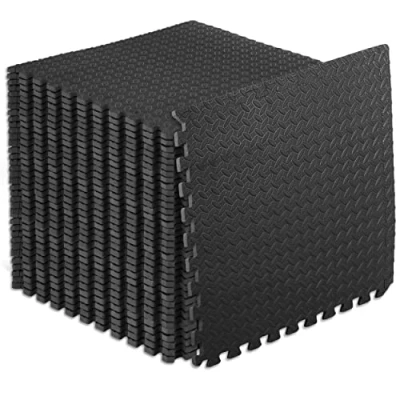 Image de ProsourceFit Puzzle Exercise Mat ½ in, EVA Interlocking Foam Floor Tiles for Home Gym, Workout Equipment, Padding Kids, Black, 24 in x 144 Sq Ft 36