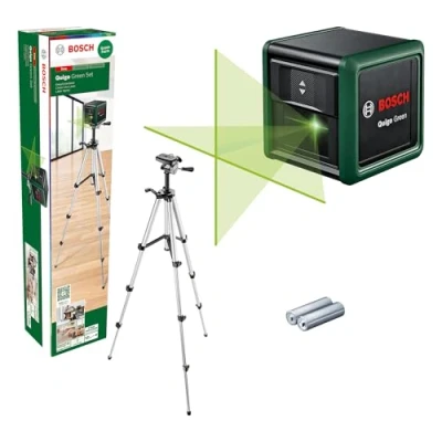 Image de Bosch Laser lignes Quigo Green avec trépied (laser vert pour une meilleure visibilité, boîtier en plastique recyclé, dans boîte carton)